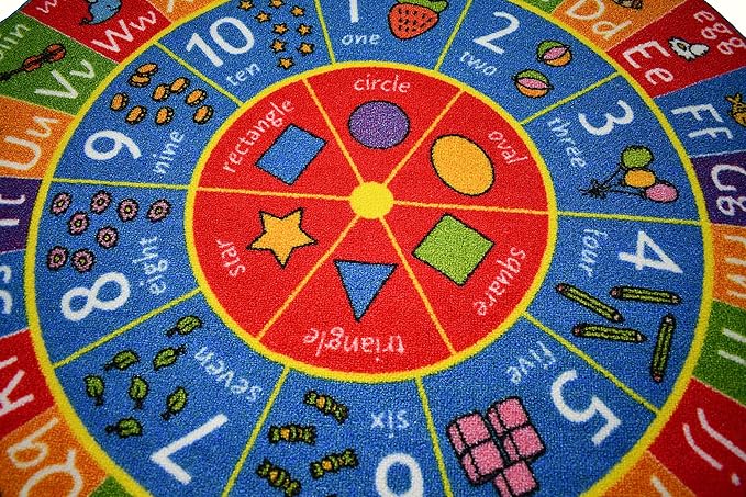 KC Cubs ABC Alphabet, Numbers and Shapes Educational Learning & Fun Game Play Area Non Slip Boy & Girl Kids Rug Carpet for Children Bedroom, Toddler Classroom & Baby Playroom Mat, Playtime Activity
