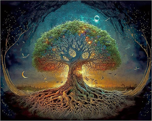 Wooden Puzzles for Adults Tree of Life 500 Piece Puzzles for Adults, 13.4'' x 19.1'' Luxurious Unique Shape Puzzles Beautiful Package Best Gift for Family Friends