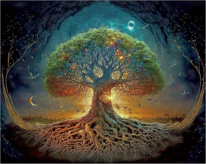 Wooden Puzzles for Adults Tree of Life 200 Piece Puzzles for Adults, Medium Size 8.9'' x 12.6'' Luxurious Unique Shape Puzzles Beautiful Package Best Gift for Family Friends
