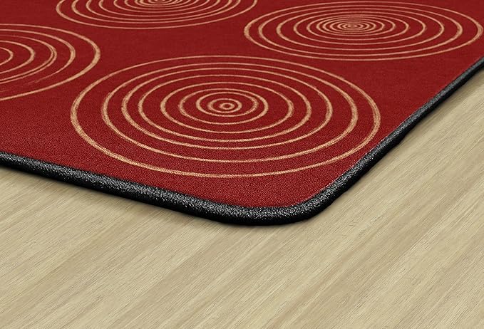 Flagship Carpets Circles Abstract Educational Area Rug for Kids Room Seating Décor, Children's Classroom, Play Carpet for Teaching and Playroom, Seats 24, 7'6" x 12', Brick