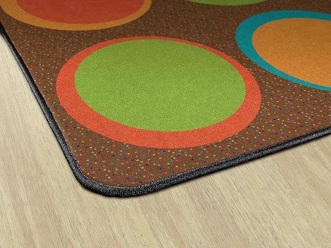 Flagship Carpets Sitting Spots Seating Rectangle Area Rug for Children's Classroom or Kids Playroom, and Home Learning Carpet, Seats 24, 7'6" x 12', Brown