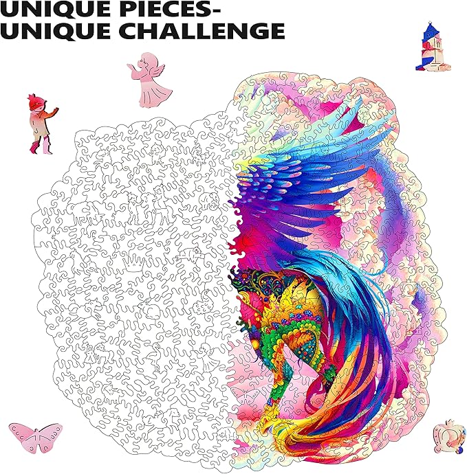 Wooden Jigsaw Puzzles for Adults, Unicorn Jigsaw Puzzles 500 Pieces, Unique Animal Shaped Wooden Puzzles for Adults and Kids, Family Game 17.1x16.5 Inch
