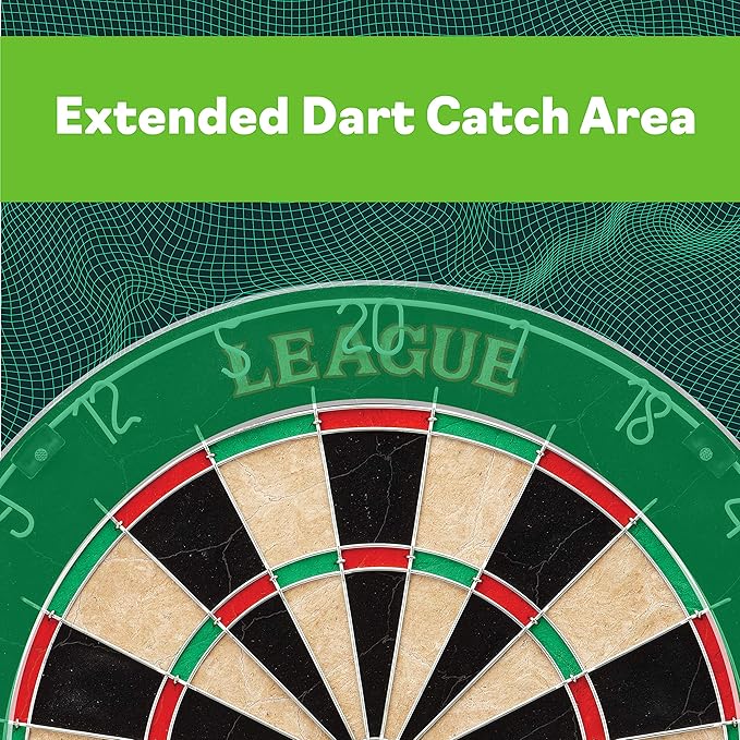 Viper League Regulation Bristle Steel Tip Dartboard Set with Staple-Free Bullseye, Galvanized Metal Thin Radial Spider Wire; High-Grade Compressed Sisal Board with Rotating Number Ring Extending Life