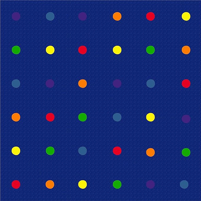 KidCarpet On The Spot Seating Classroom Rug, 12' x 12' Square, Multi on Blue