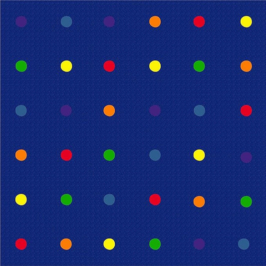 KidCarpet On The Spot Seating Classroom Rug, 12' x 12' Square, Multi on Blue