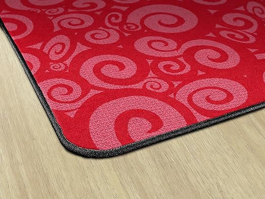 Flagship Carpets Swirl Tone on Tone Carpet for Children's Classroom and Bedroom Area Rug, Playroom or Teaching Area for Playtime and Reading, 6' x 8'4", Cherry