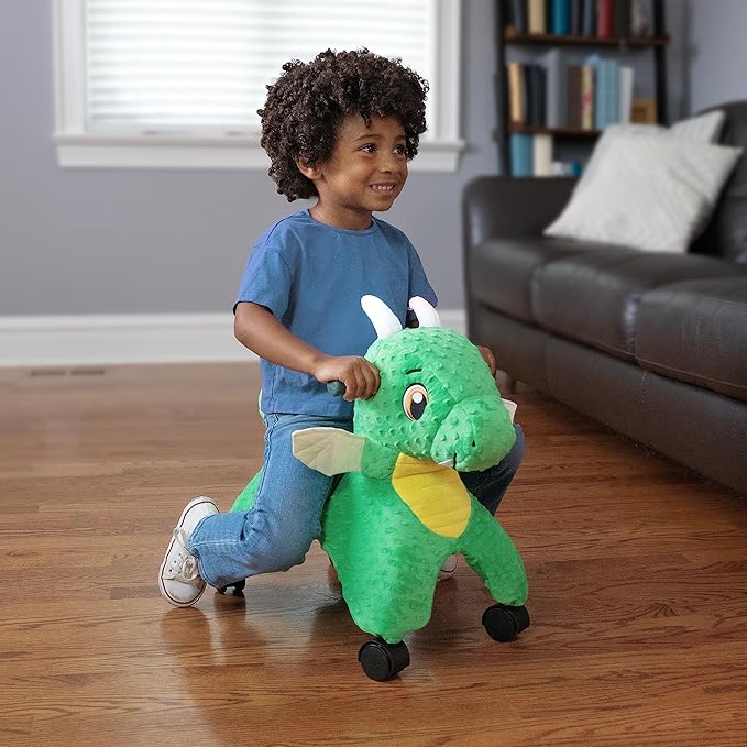 Radio Flyer Jade The Magical Dragon with Interactive Lights and Sounds, Ride On Toy for Toddlers Ages 1-3, Green Dragon Toy for Kids