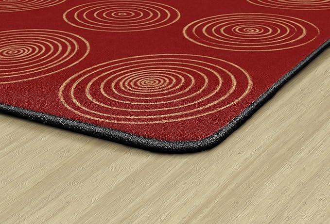 Flagship Carpets Circles Abstract Educational Area Rug for Kids Room Seating Décor, Children's Classroom, Play Carpet for Teaching and Playroom, Seats 20, 6' x 8'4", Brick