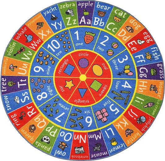 KC Cubs ABC Alphabet, Numbers and Shapes Educational Learning & Fun Game Play Area Non Slip Boy & Girl Kids Rug Carpet for Children Bedroom, Toddler Classroom & Baby Playroom Mat, Playtime Activity