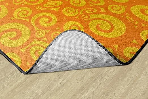 Flagship Carpets Swirl Tone on Tone Carpet for Children's Classroom and Bedroom Area Rug, Playroom or Teaching Area for Playtime and Reading, 6' x 8'4", Orange