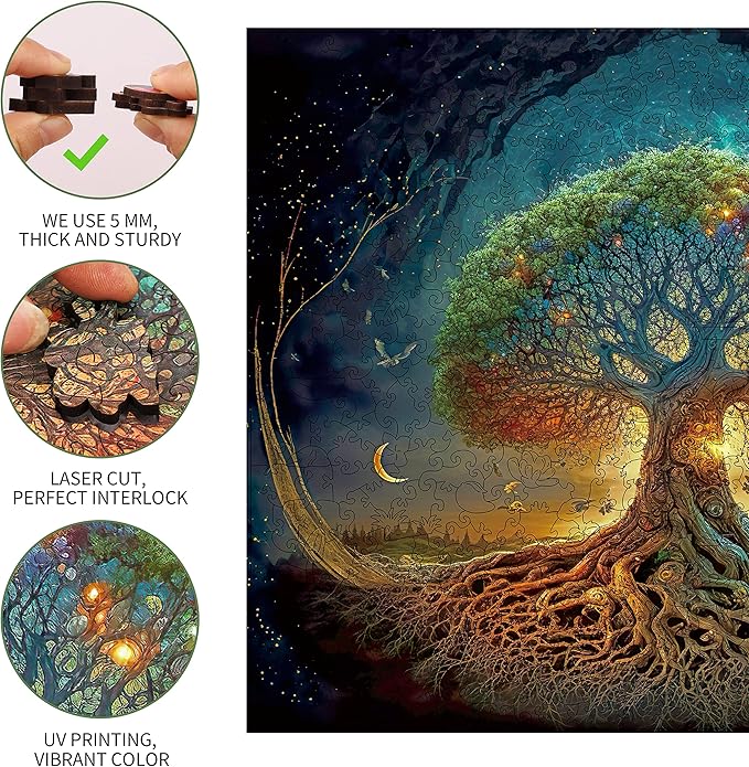 Wooden Puzzles for Adults Tree of Life 500 Piece Puzzles for Adults, 13.4'' x 19.1'' Luxurious Unique Shape Puzzles Beautiful Package Best Gift for Family Friends