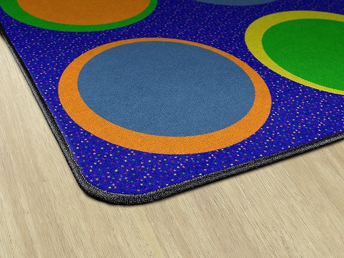 Flagship Carpets Sitting Spots Seating Rectangle Area Rug for Children's Classroom or Kids Playroom, and Home Learning Carpet, Seats 24, 7'6" x 12', Blue