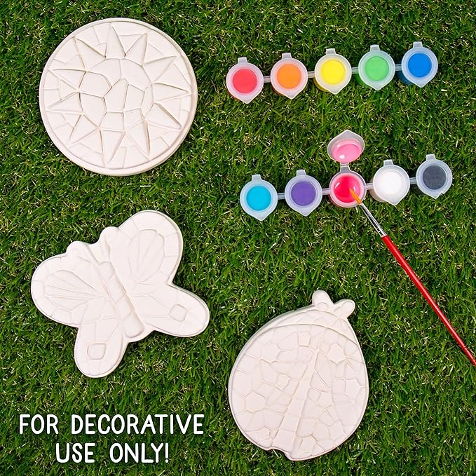 Creative Roots Paint Your Own Butterfly, Ladybug & Sun Stepping Stone by Horizon Group USA, 1 box of 3 count