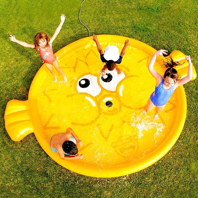 BigMouth Inc Splash Pad Sprinkler Water Toy for Kids, Outdoor Summer Backyard Spray Game for Toddlers - Pufferfish