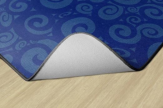 Flagship Swirl Tone on Tone Carpet for Children's Classroom and Bedroom Area Rug, Playroom or Teaching Area for Playtime and Reading, 6' x 8'4", Blue