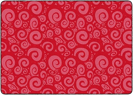 Flagship Carpets Swirl Tone on Tone Carpet for Children's Classroom and Bedroom Area Rug, Playroom or Teaching Area for Playtime and Reading, 6' x 8'4", Cherry