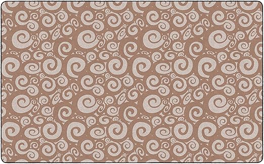 Flagship Carpets Swirl Tone on Tone Carpet for Children's Classroom and Bedroom Area Rug, Playroom or Teaching Area for Playtime and Reading, 7'6" x 12', Almond