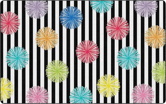 Flagship Carpets Schoolgirl Style Just Teach Poms Classroom Area Rug for Indoor Classroom Learning or Kid Bedroom Educational Play Mat, 7'6" x 12', Multi
