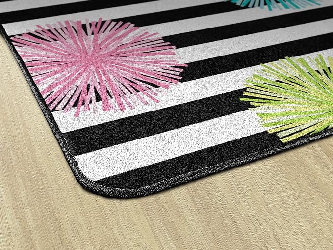 Flagship Carpets Schoolgirl Style Just Teach Poms Classroom Area Rug for Indoor Classroom Learning or Kid Bedroom Educational Play Mat, 7'6" x 12', Multi