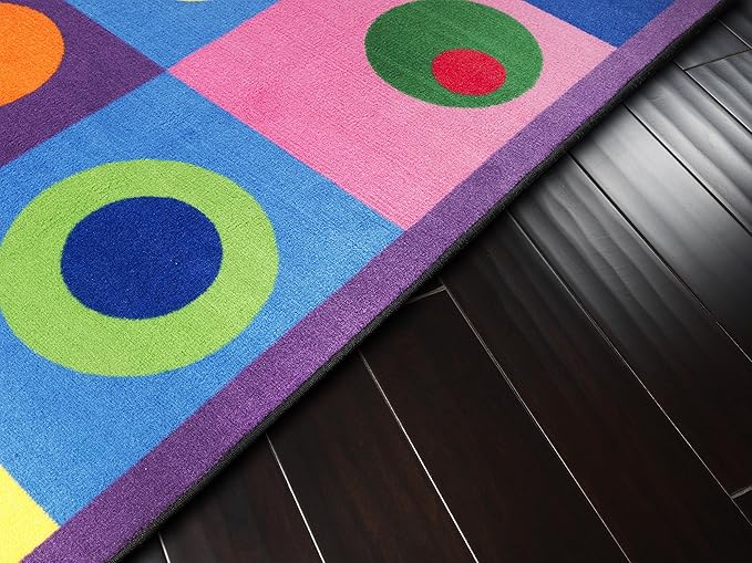Flagship Carpets Multi Silly Circles Colorful Abstract Children's Classroom Area Rug for Kids Room Seating Décor, Play Carpet for Teaching and Playing, (Seats 20), 5'10" x 8'4", Rectangle