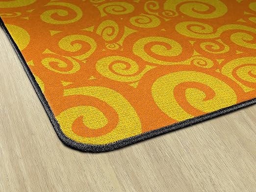 Flagship Carpets Swirl Tone on Tone Carpet for Children's Classroom and Bedroom Area Rug, Playroom or Teaching Area for Playtime and Reading, 7'6" x 12', Orange