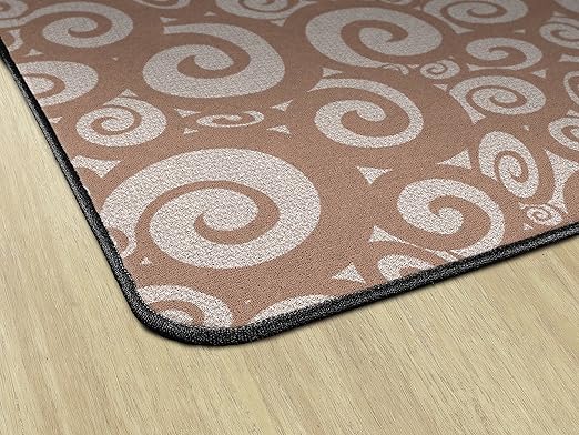Flagship Carpets Swirl Tone on Tone Carpet for Children's Classroom and Bedroom Area Rug, Playroom or Teaching Area for Playtime and Reading, 6' x 8'4", Almond