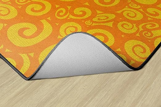 Flagship Swirl Tone on Tone Carpet for Children's Classroom and Bedroom Area Rug, Playroom or Teaching Area for Playtime and Reading, 10'6" x 13'2", Orange