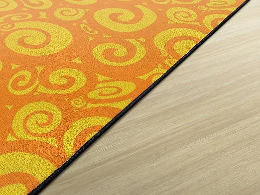 Flagship Carpets Swirl Tone on Tone Carpet for Children's Classroom and Bedroom Area Rug, Playroom or Teaching Area for Playtime and Reading, 7'6" x 12', Orange