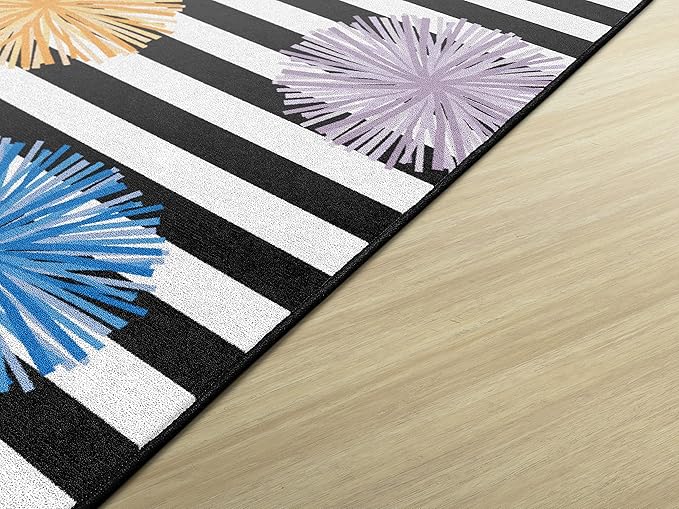 Flagship Carpets Schoolgirl Style Just Teach Poms Classroom Area Rug for Indoor Classroom Learning or Kid Bedroom Educational Play Mat, 7'6" x 12', Multi