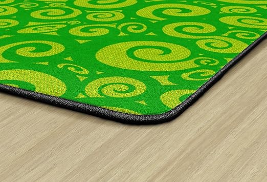 Flagship Carpets Swirl Tone on Tone Carpet for Children's Classroom and Bedroom Area Rug, Playroom or Teaching Area for Playtime and Reading, 7'6" x 12', Lime