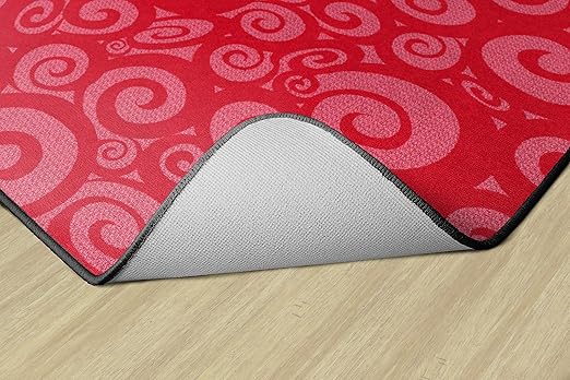 Flagship Carpets Swirl Tone on Tone Carpet for Children's Classroom and Bedroom Area Rug, Playroom or Teaching Area for Playtime and Reading, 6' x 8'4", Cherry