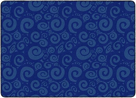 Flagship Swirl Tone on Tone Carpet for Children's Classroom and Bedroom Area Rug, Playroom or Teaching Area for Playtime and Reading, 6' x 8'4", Blue
