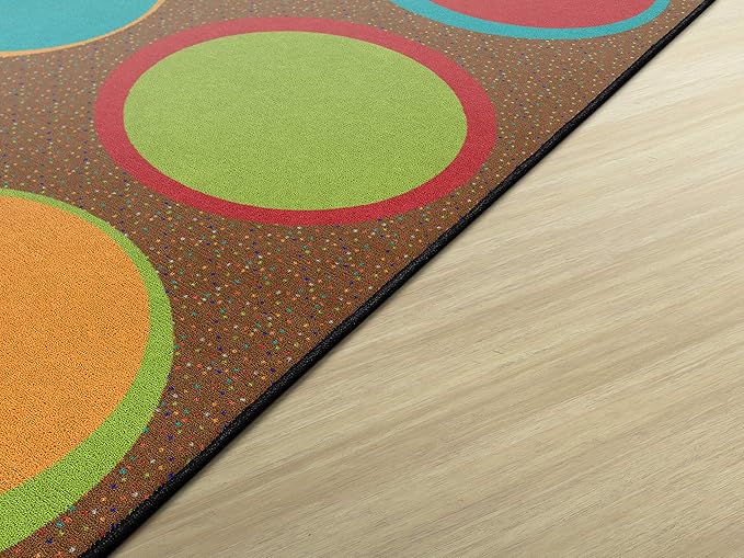 Flagship Carpets Sitting Spots Seating Rectangle Area Rug for Children's Classroom or Kids Playroom, and Home Learning Carpet, Seats 30, 10'6" x 13'2", Brown