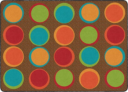 Flagship Carpets Sitting Spots Seating Rectangle Area Rug for Children's Classroom or Kids Playroom, and Home Learning Carpet, Seats 20, 6' x 8'4, Brown