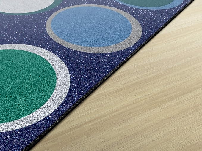 Flagship Carpets Sitting Spots Seating Rectangle Area Rug for Children's Classroom or Kids Playroom, and Home Learning Carpet, Seats 24, 7'6" x 12', Cool Blue