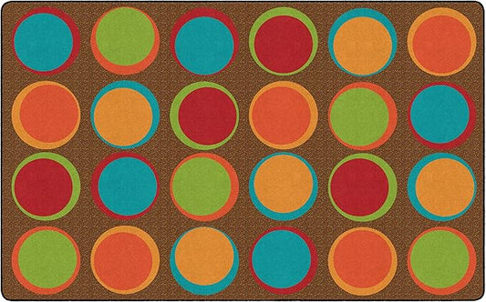 Flagship Carpets Sitting Spots Seating Rectangle Area Rug for Children's Classroom or Kids Playroom, and Home Learning Carpet, Seats 24, 7'6" x 12', Brown