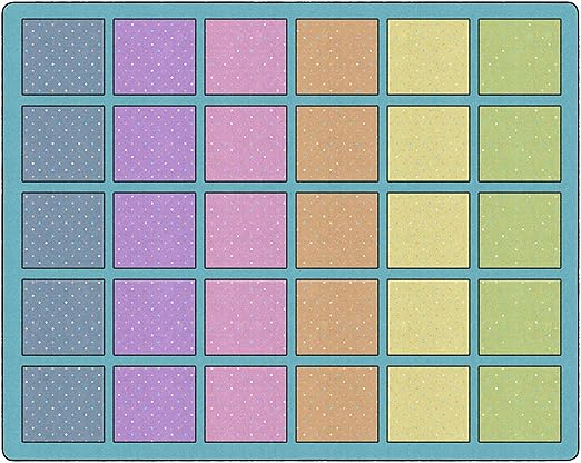Flagship Carpets Happy Squares Educational Area Rug for Kids Room Seating Décor, Children's Classroom, Play Carpet for Teaching and Playroom, Seats 30, 10'6"x13'2", Blue & Multi Color