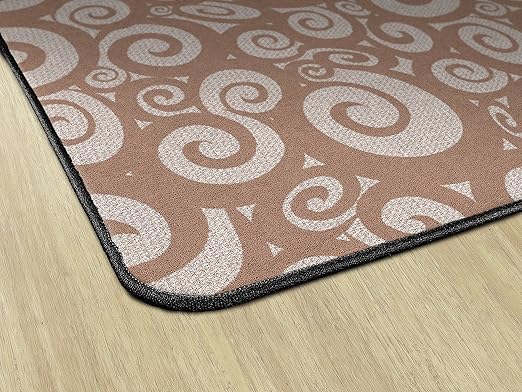 Flagship Carpets Swirl Tone on Tone Carpet for Children's Classroom and Bedroom Area Rug, Playroom or Teaching Area for Playtime and Reading, 7'6" x 12', Almond