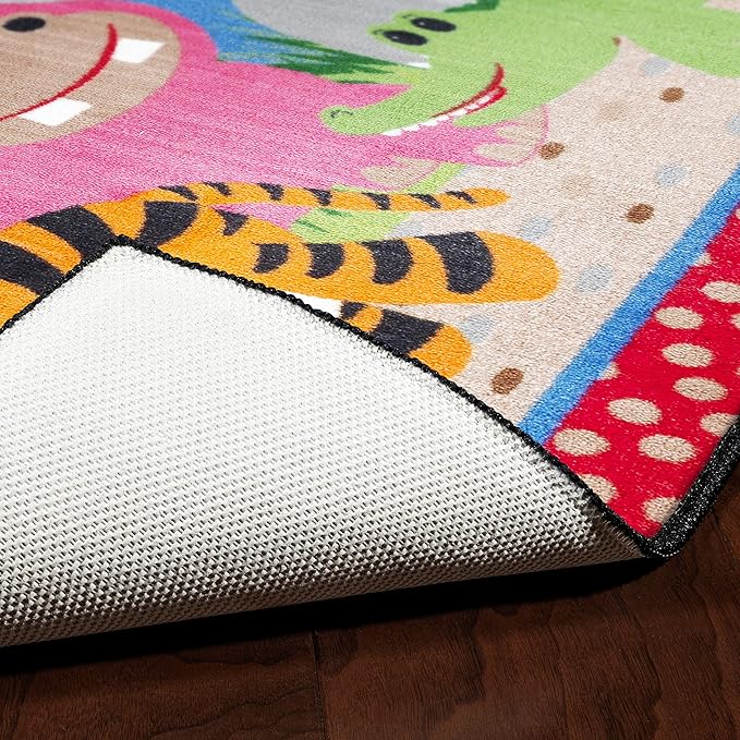 Flagship Carpets Kids and Baby Non Slip Area Rug for Home Learning or Classroom Carpet, Playroom or Kids Bedroom Mat, 3' x 5', Cutie Jungle