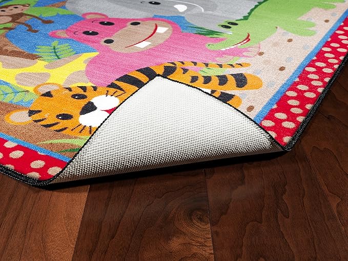 Flagship Carpets Kids and Baby Non Slip Area Rug for Home Learning or Classroom Carpet, Playroom or Kids Bedroom Mat, 3' x 5', Cutie Jungle