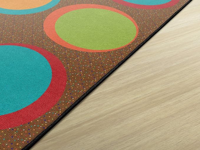 Flagship Carpets Sitting Spots Seating Rectangle Area Rug for Children's Classroom or Kids Playroom, and Home Learning Carpet, Seats 24, 7'6" x 12', Brown