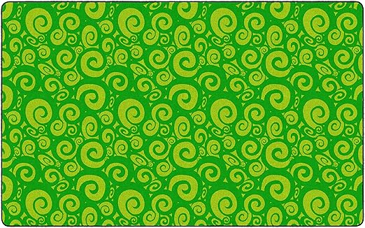 Flagship Carpets Swirl Tone on Tone Carpet for Children's Classroom and Bedroom Area Rug, Playroom or Teaching Area for Playtime and Reading, 7'6" x 12', Lime
