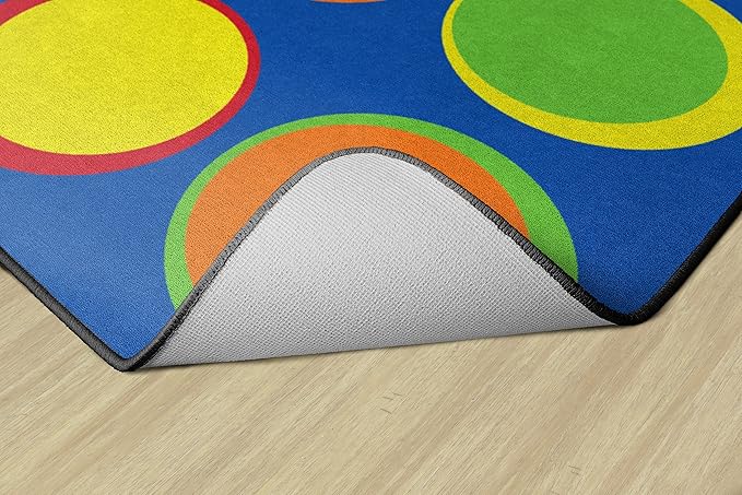 Flagship Carpets Sitting Spots Seating Rectangle Area Rug for Children's Classroom or Kids Playroom, and Home Learning Carpet, Seats 24, 7'6" x 12', Blue