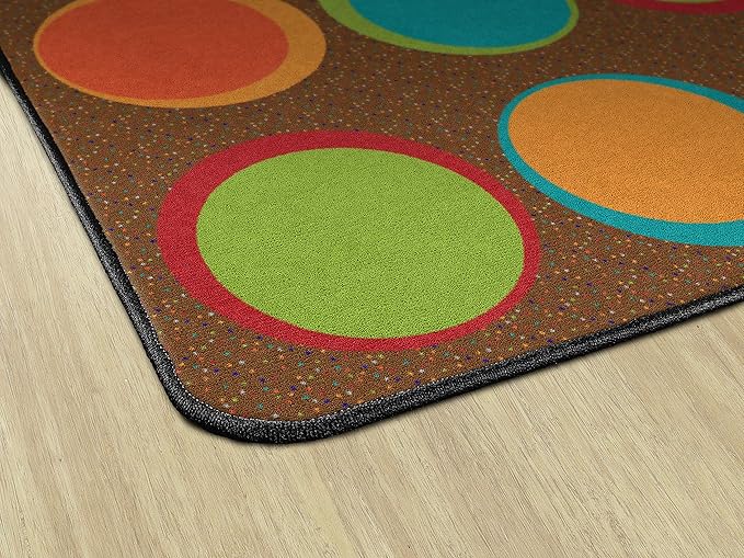 Flagship Carpets Sitting Spots Seating Rectangle Area Rug for Children's Classroom or Kids Playroom, and Home Learning Carpet, Seats 20, 6' x 8'4, Brown