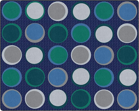 Flagship Carpets Sitting Spots Seating Rectangle Area Rug for Children's Classroom or Kids Playroom, and Home Learning Carpet, Seats 30, 10'6" x 13'2", Cool Blue