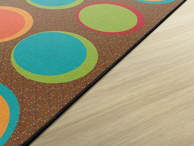 Flagship Carpets Sitting Spots Seating Rectangle Area Rug for Children's Classroom or Kids Playroom, and Home Learning Carpet, Seats 20, 6' x 8'4, Brown