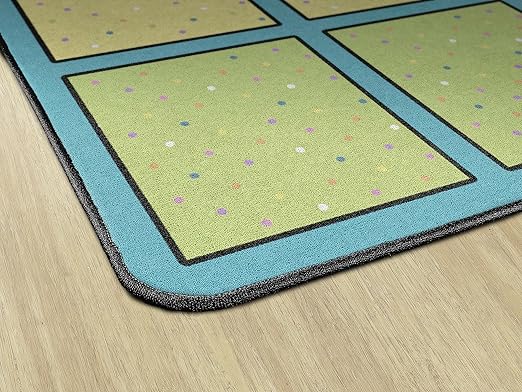 Flagship Carpets Happy Squares Educational Area Rug for Kids Room Seating Décor, Children's Classroom, Play Carpet for Teaching and Playroom, Seats 24, 7'6"x12', Blue & Multi Color
