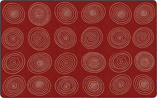 Flagship Carpets Circles Abstract Educational Area Rug for Kids Room Seating Décor, Children's Classroom, Play Carpet for Teaching and Playroom, Seats 24, 7'6" x 12', Brick