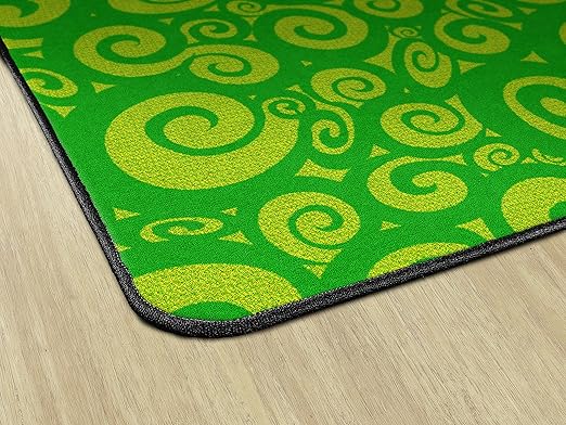 Flagship Carpets Swirl Tone on Tone Carpet for Children's Classroom and Bedroom Area Rug, Playroom or Teaching Area for Playtime and Reading, 7'6" x 12', Lime