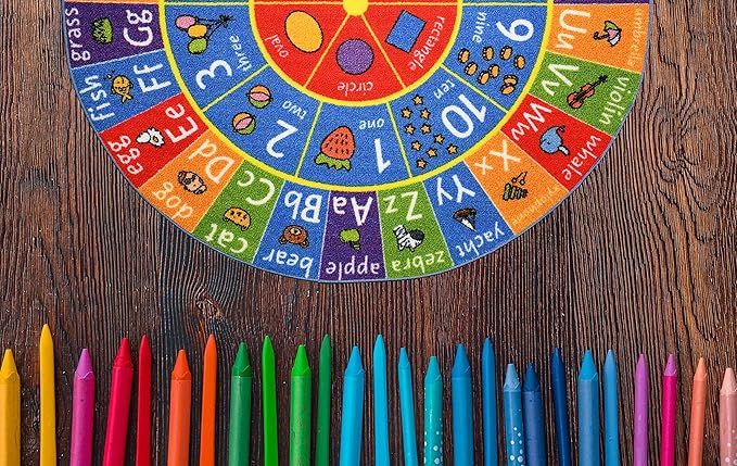 KC Cubs ABC Alphabet, Numbers and Shapes Educational Learning & Fun Game Play Area Non Slip Boy & Girl Kids Rug Carpet for Children Bedroom, Toddler Classroom & Baby Playroom Mat, Playtime Activity